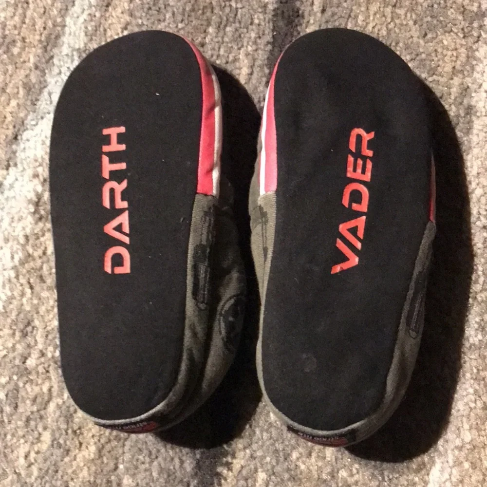 Star Wars Darth Vader Big Boys Gray Fleece Lined Canvas Slippers